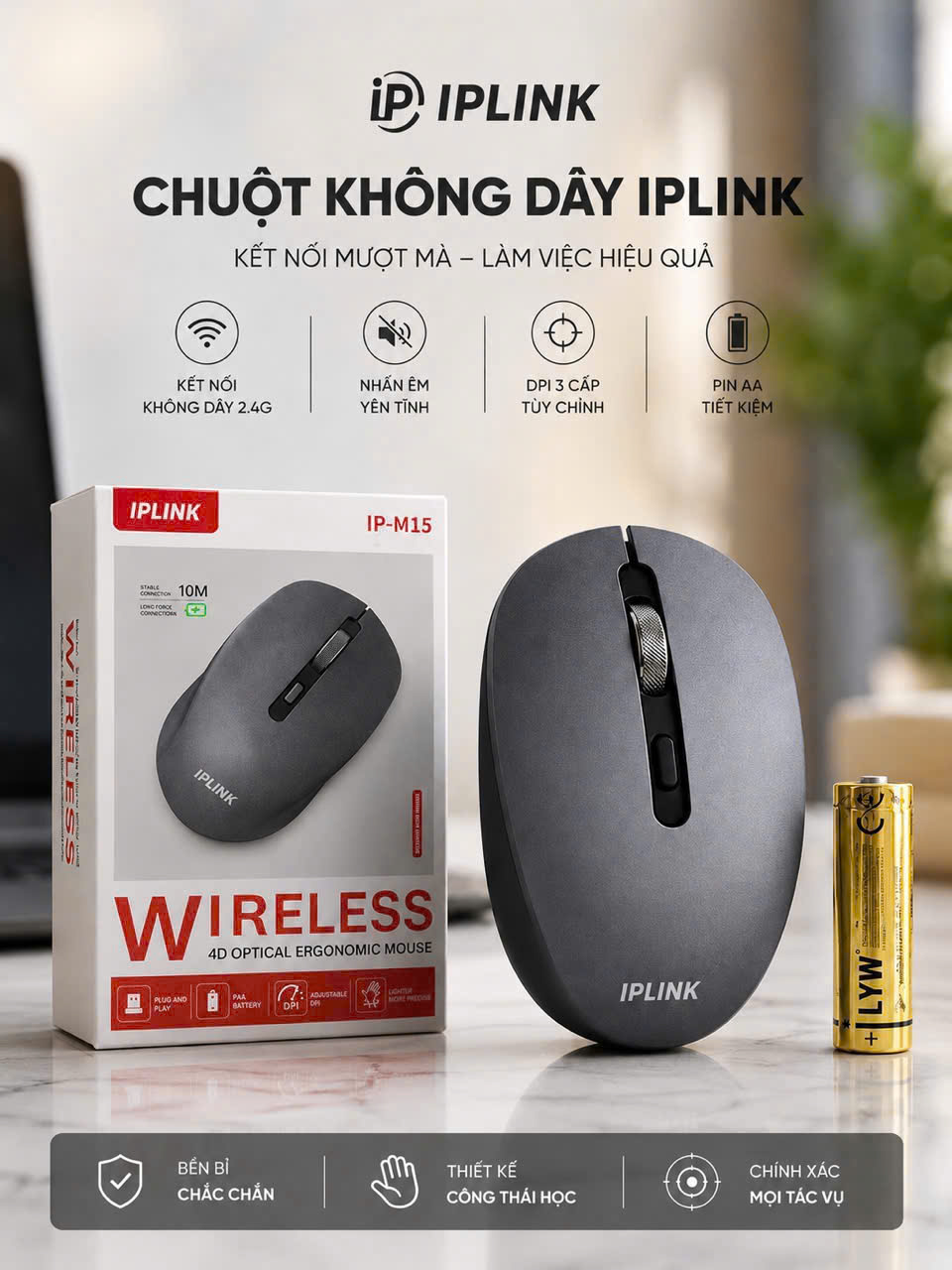 Chuột không dây ipLink M15