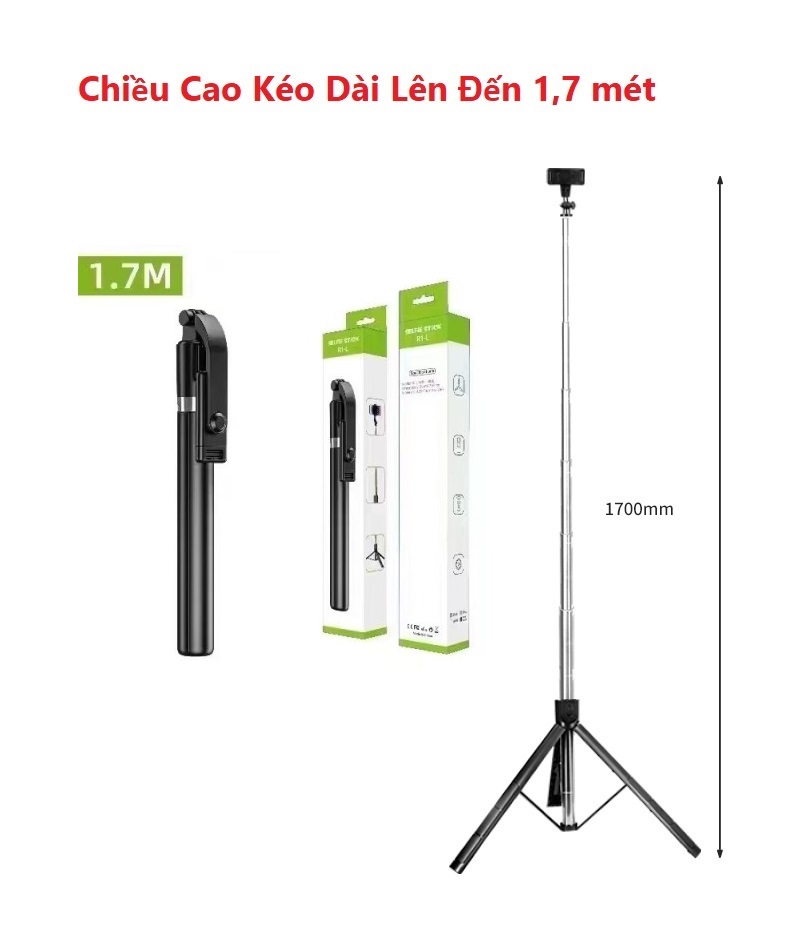 Gậy chụp hình Bluetooth R1L dài 1m7