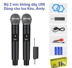 Bộ 2 Micro Không Dây UHF U58 pin sạc